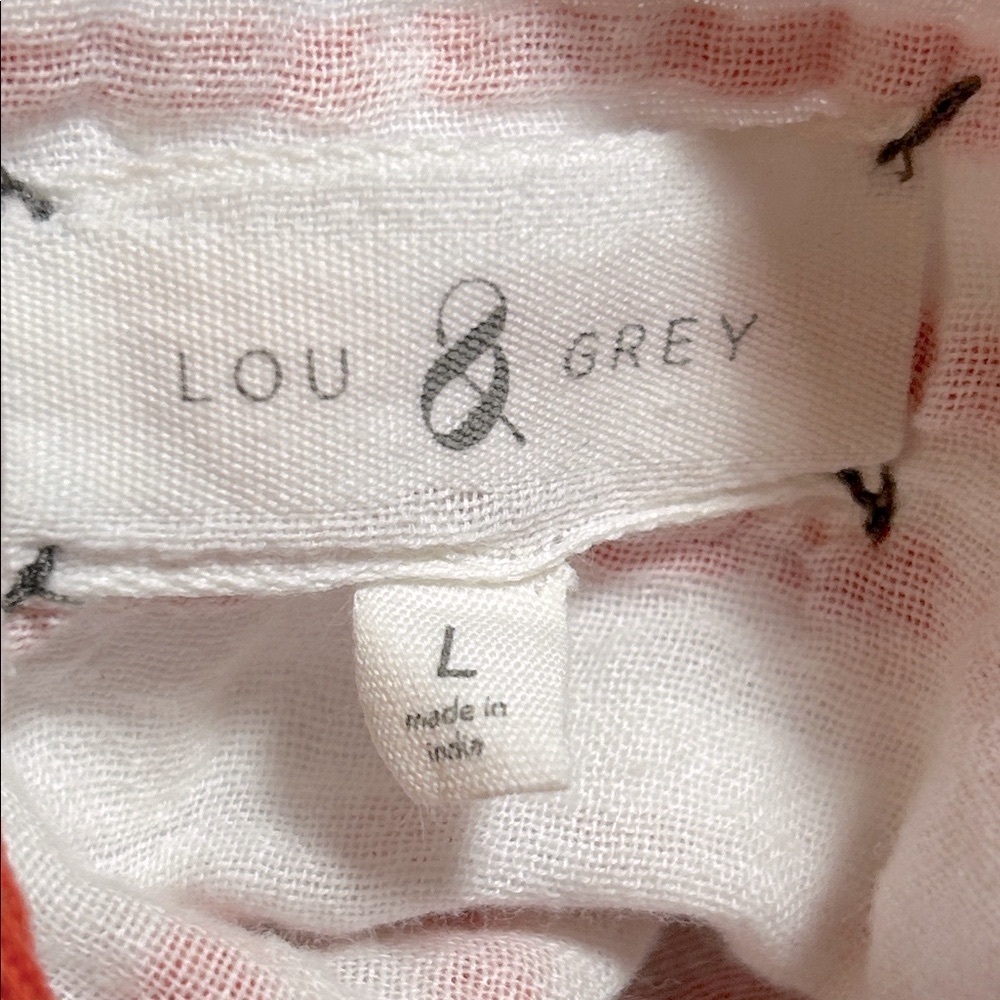 Lou & Grey Women’s Size L Catalina Pocket Top Short Sleeve Striped White Orange - Picture 4 of 6